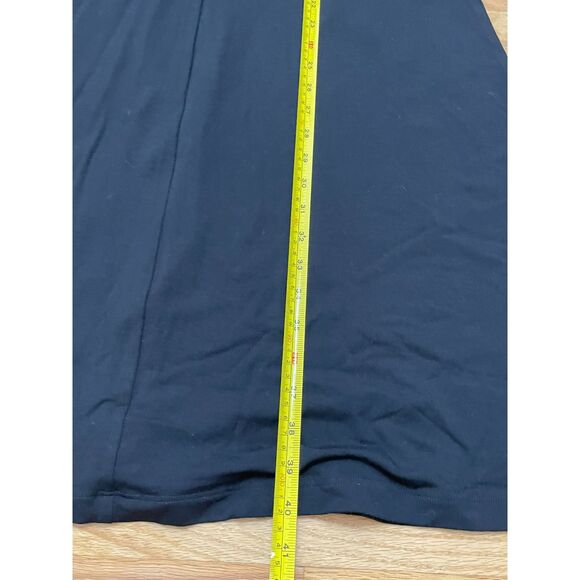 Eileen Fisher Women's M Black Dress Rayon Shift Midi Cocktail Travel Minimalist - Picture 11 of 12